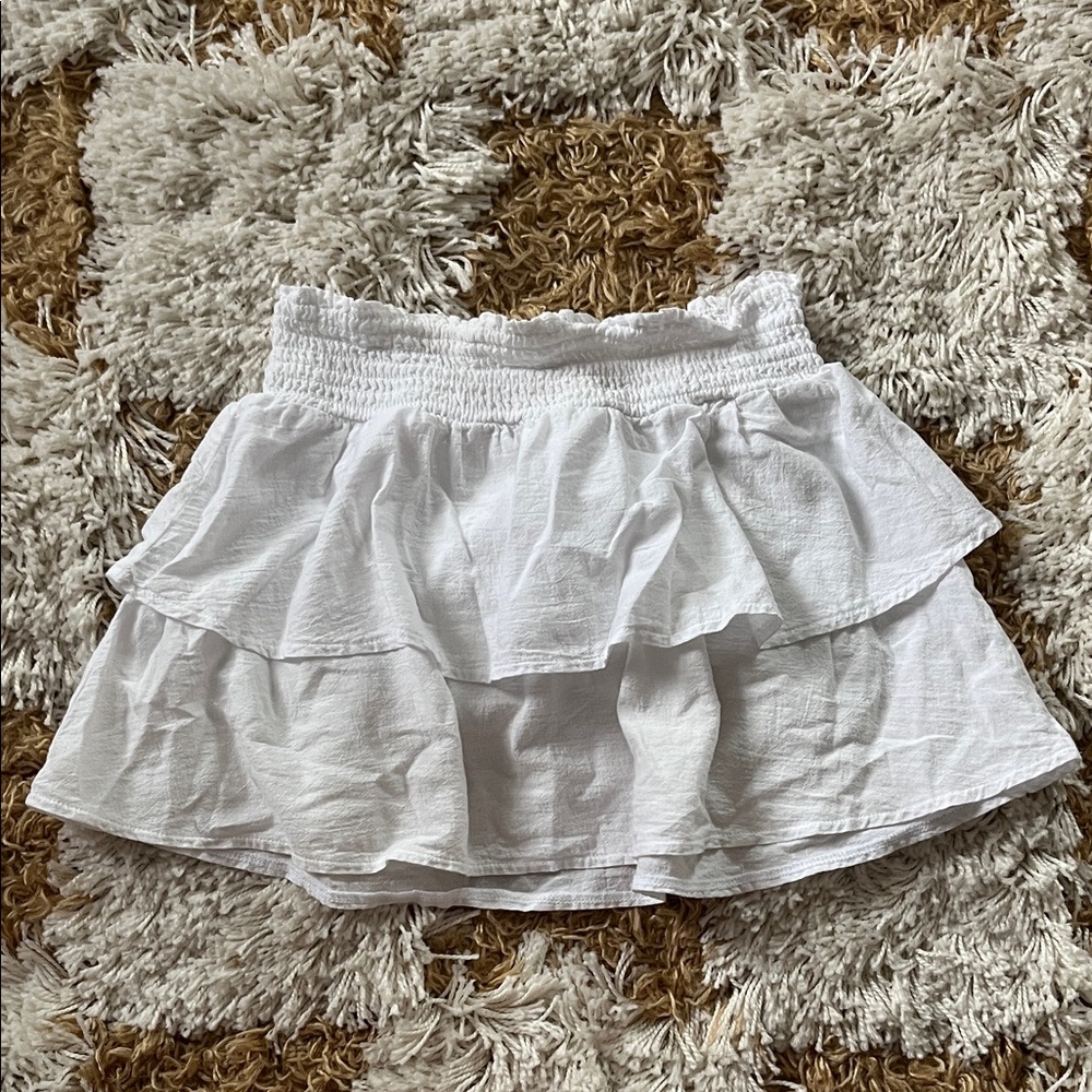 White Ruffled Beach Coverup Women's Skirt